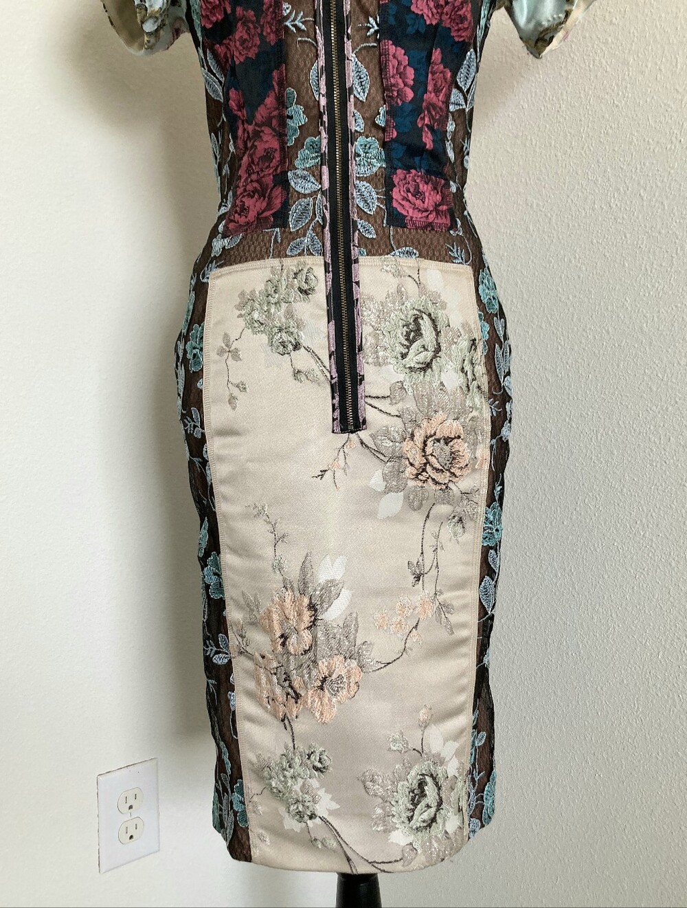 Anthropologie Beguile by Byron Lars Pieced Brocade Sheath Dress 2 Lace Floral - Picture 6 of 17